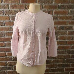 J. CREW Size 4 Pink White Button Up Blouse